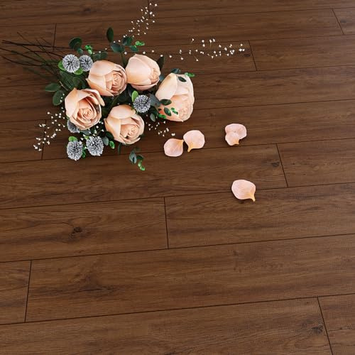 VEELIKE Vinylgolv, träutseende, brun PVC-golvbeläggning självhäftande kakelplattor, golvplattor, vardagsrum, PVC, golv, kök, venylgolv, självhäftande kakel badrum 1,5 mm, 90 cm x 15 cm, 32 stycken
