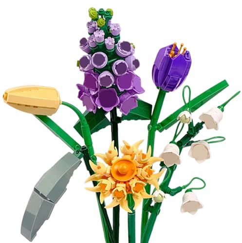 Bouquet de construction, blocs de construction, fleurs artificielles, kit de bricolage, bouquet de roses, pour enfants, filles, garçons, décoration d'intérieur, cadeau