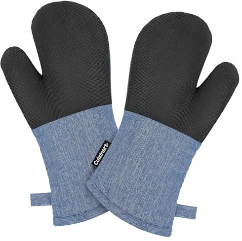 Cuisinart Kitchen Oven Mitts – Heat-Resistant Kitchen Mitts for Oven with Non-Slip Neoprene Palm, Long Cuff, and Cotton Filling – Durable Oven Gloves for Cooking, Baking, & Grilling