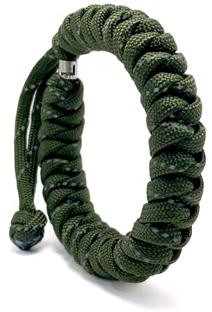 LAMIBEE Braccialetto di sopravvivenza riflettente in paracord fatto a mano per campeggio ed escursionismo, militare, resistente, regolabile, 17-25 cm, resistenza 250 kg, 7-10 inches, Poliestere