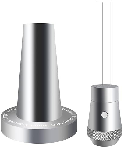 NEOUZA Coffee WDT manipulerar aluminium multifunktionella espressotillbehör, inbyggd magnet, 0,4 mm 8 rostfria nålar, WDT-hållare med krusningsbas (silver, 53 mm)