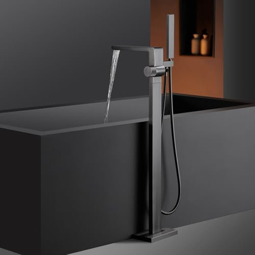YNIYUJKL Grifo De Bañera De Pie con Ducha Monomando, Conexión G1/2 De Agua Caliente Y Fría, Grifo De Bañera De Pie Gris
