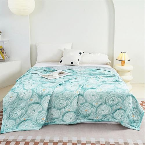 Odot Edredón Primavera Verano de Estampados, Edredones de Verano Cama 90/135/150 Edredón Nórdico Reversible Ligero Suave Colcha Transpirable Cubrecama para 4 Estaciones (Verde,100x150cm)