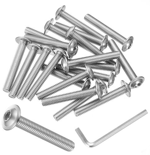 40 Pièces Boulons M6, Vis M6 x 40 mm, Vis à Tête Bombée avec Bride, Boulons à Tête Plate à Six Pans Creux en Acier Inoxydable pour Meubles avec Clé Allen