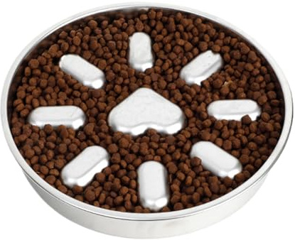 Yulokdwi Lento para Perros - Plato De Comida Lento con Juego Antiatragantamiento,Plato De Acero Inoxidable Antideslizante Envase Puzzle para Alimentación Saludable Anti Hinchazón Enriquecimiento Anti