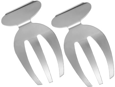 Garneck Set 2 Pezzi Mani per Insalata in Acciaio Inox Forchette da Dessert, Cucchiaio per Mescolare, Pinze per Pasta, Utensili per Servire Insalate, Lavabili in Lavastoviglie, per Uso Cucina e Feste