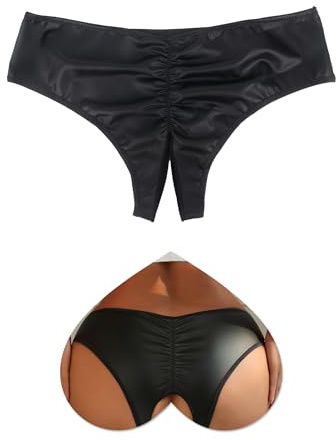 ohmydear Women's Sexy Panties Plus Size French Knickers Hollow Out Tanga Briefs Ladies Underwear Cheeky Thongs Black Hot Womens Pants UK 14