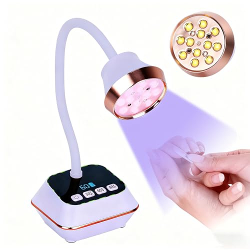 Asimebesty Mini Lampara Uñas Semipermanentes, Lampara UV Led Uñas 36W con Sensor Inteligente y Pantalla LCD, Giratoria 360°, 30/60/90S Modos, Recargable Secador de Uñas para Salón y Hogar, Violeta