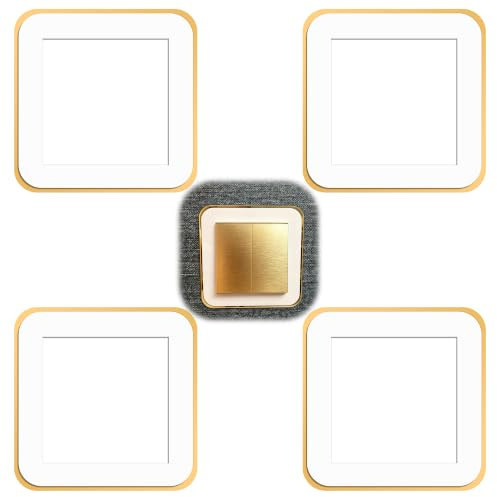 Light Switch Surround White Gold 4PCS Acrylic Frame Wall Socket Surround Plate, Stylish Decorative Light Switch Covers Removable Socket Surround Plate for Living Room Bedroom Office (White)