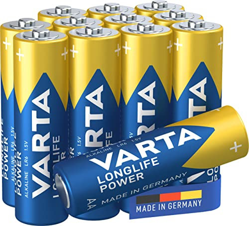 VARTA Batterien AA, 12 Stück, Longlife Power, Alkaline, 1,5V, ideal für Spielzeug, Funkmaus, Taschenlampen, Made in Germany