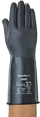 Ansell Alphatec 38-514 Gants de Protection Chimique, Protection Maximale pour Travaux Dangereux, Design Souple et Confortable, EPI Professionnel, Sans Latex, Taille S (1 Paire)
