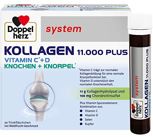 Doppelherz system KOLLAGEN 11.000 PLUS – Mit Nährstoffen, die zur Gesundheit des Bewegungsapparates und zum Zellschutz beitragen – 30 Trinkfläschchen