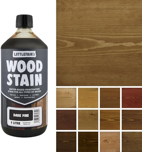 Littlefair's Wood Stain Water-Based - (Dark Pine) – Non-Toxic, Eco-Friendly & Quick Drying - Easy-to-Apply, Concentrated Formula for All Wood Types – 1ltr