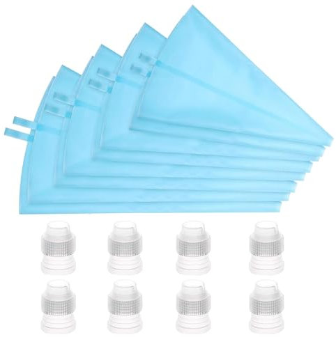 Set di sac à poche riutilizzabili | Set di sac à poche in silicone con beccucci per glassa | Robusto kit di tubazioni per glassa Sacchetti per glassa addensati Sacchetti pasticceria per glassa crema