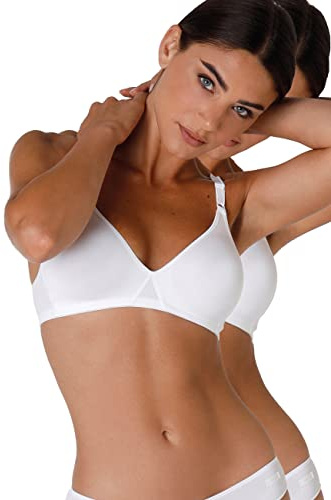 Lovable Reggiseno Senza Imbottitura e Senza Ferretto, Cotone Elasticizzato, Spalline con Regolazione Frontale, Pacco da 2, Cotton Line Donna