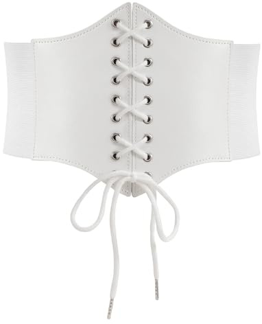 WERFORU dam Tied Waspie bälte, brett snörbälte korsett elastiskt midjebälte, F-vit, Passend für Taillengröße 70-76cm