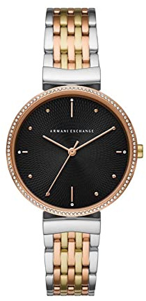 Armani Exchange Uhr für Damen , Dreizeiger Uhrwerk, 36MM Multi Edelstahlgehäuse mit Edelstahlarmband, AX5911