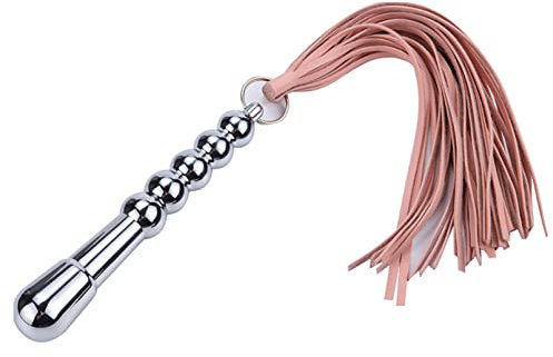 SNAILAGE Horse Riding Whip, Leather Tassel Riding Crop Flogger Teaching Training Tool for Equestrian with Metal Handle