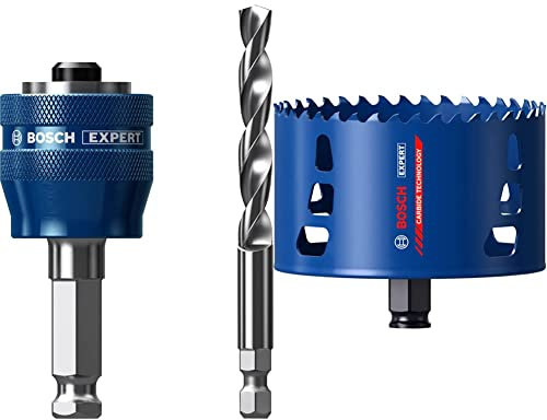Bosch Professional 1x Expert Power Change Plus Lochsäge-Systemadapter (Ø 7,15 mm) + 1x Expert Tough Material Lochsäge (für Holz mit Metall, Ø 114 mm, Zubehör Schlagbohrmaschine)