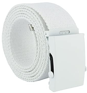 UPGRADE 3STYLE Gürtel mit verschiebbarer Schnalle im Militärstil, Weiß Weiß 2-4 cm, 148 cm