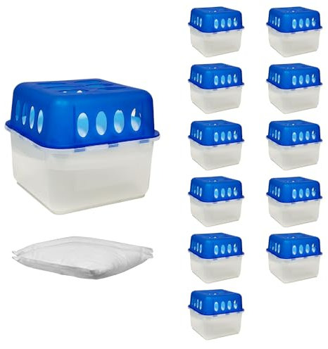 Mojawo 12 X Deumidificatori Ultra Fresh con sacchetto di ricarica granulato, blu, bianco