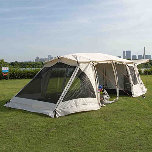 Zelte Für Camping 8-Personen-Tunnelzelt Mit 2 Schlafzimmern, Geräumigem Wohnbereich Und Apsis, Große Familienzelte 3000mm Wasserdicht, UV50+, Glamping-Zelt Für Angeln, Wandern, Sport Und Reisen