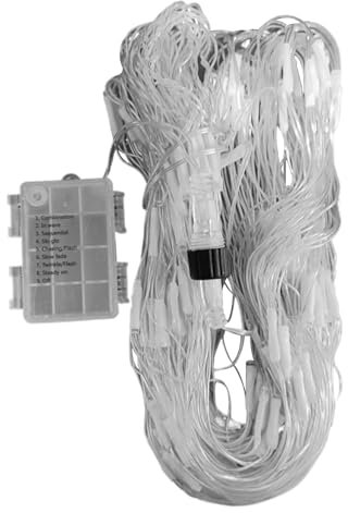 Luci da Rete per Esterni 4,9x4,9 Piedi Luci da Tenda Impermeabili 8 modalità Luci da Esterno alimentate a Batteria Luci da Esterno Bianche Calde per Alberi Luci da Rete Luci da Esterno a Batteria per