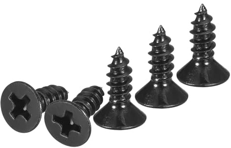 DTGN 100Pcs #6x3/8 Flat Head Wood Screws, 304 Stainless Steel Phillips Self Tapping Screws - Good for Woodworking, Furniture - Black
