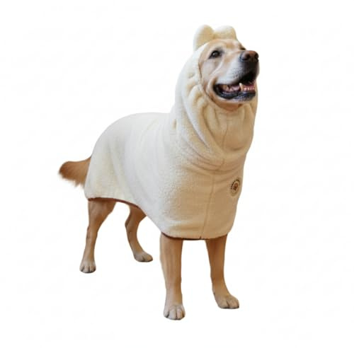DERPYCHAPPY Premium Dog Towel Robe & Dog Bathrobe for Drying Dogs Made in Korea | Super Absorbent Quick & Adjustable Microfiber Bath Towel for Cats & Puppy Robes After Bath | Soft Warm Coat (Beige L)
