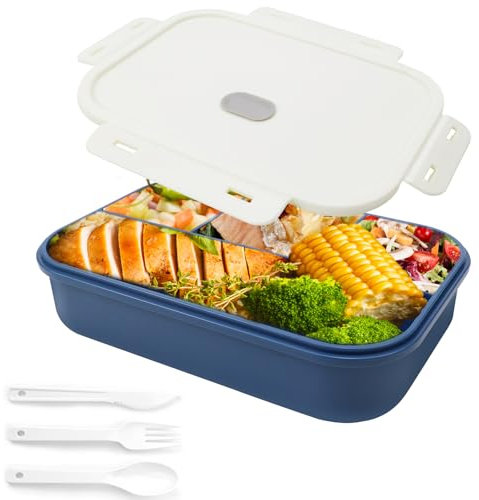 VZXZXE Boîte à déjeuner pour enfant avec compartiments, 1400 ml, anti-fuite, avec 4 compartiments et couverts, boîte à casse-croûte pour enfants