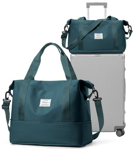 HPLQQ Weekender resväska dam sportväska Ryanair & Easyjet handbagage väska klinikväska resa duffle bag simväska träningsväska med skofack för flygplan resor, L8-påfågelsblå (lättvikt), 40x20x25