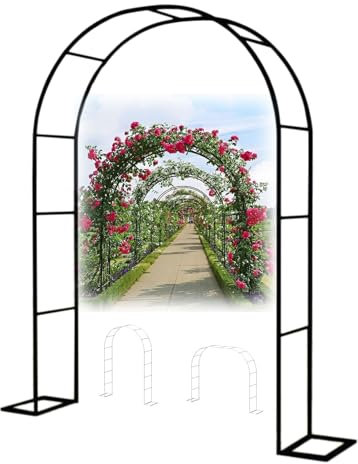 Arco Metallo da Giardino per Rampicanti, Archetto con Rose larghezza 1.0 1.4 1.8 2.0 2.4 3.5 m, Traliccio Arbor Matrimoni Supporto Fiori, Sostegno Pergolato, Decorazione per Feste(L 1.8 x H 2.4 m)
