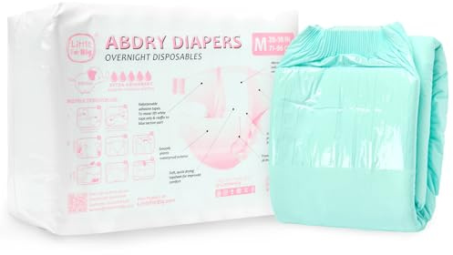 LittleForBig justerbar tejp vuxenblöja 10 delar – ABDry ultraabsorberande blöjor grön (stor 91–116 cm)