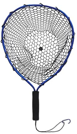 Épuisette de pêche, 58 x 35 x 35 cm, légère, en alliage d'aluminium, filet en silicone pour eau plate, aquarium, lits de rivière, bassins de montagne, kayak, eau salée