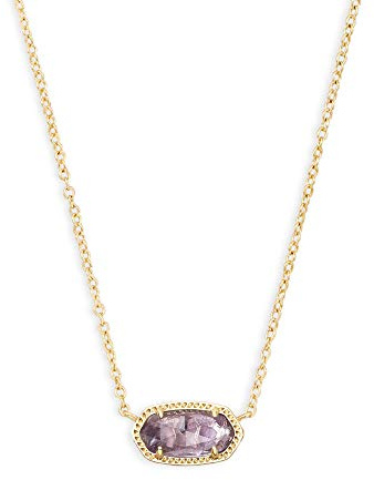 Kendra Scott Elisa Short Pendant Necklace for Women, Dainty Fashion Jewelry, 14k Gold-Plated, Amethyst
