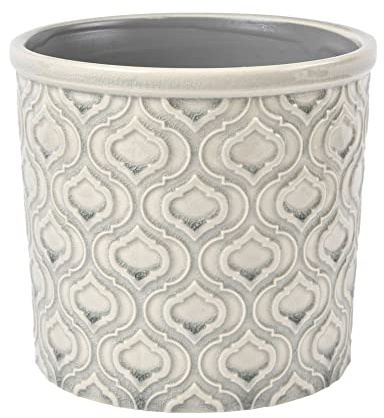 Burgon & Ball Venetian Indoor Glazed Ceramic Plant Pot, Large, Soft Grey