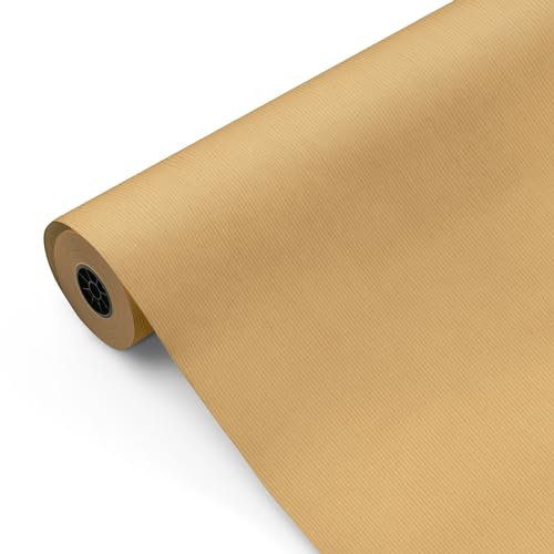 Rollo papel Kraft embalaje 62mx100m [verjurado, 1ª CALIDAD] marrón. MULTIUSO: papel de regalo, industria, envolver, patronaje. Bobina grande papel estraza [FP Fiesta Paper]