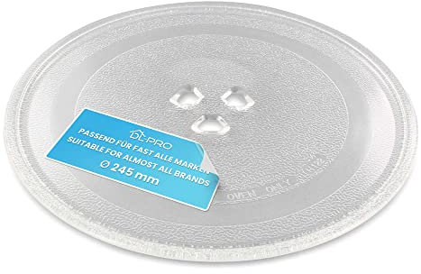 DL-pro Universal Mikrowellenteller Drehteller Drehscheibe Teller Glasteller Glasplatte Glasdrehteller Rund Ersatz für Microwelle Mikrowelle (245mm mit 3 Füße)