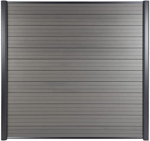 Floordirekt | Ensemble clôture | Lames pleines | Clôture à composer | Kit complet | Jardin - Brise-vue - Protection pour terrasse et jardin | Hauteur : 1,80 m, Longueur : 1,80 m | Poteaux WPC