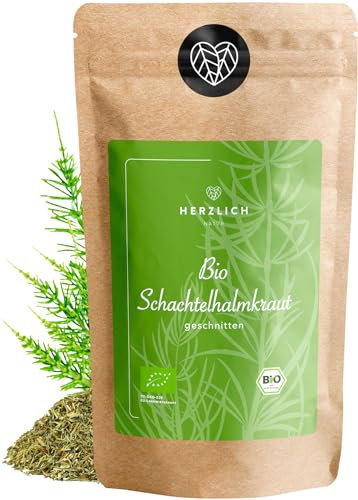 Bio Schachtelhalmtee 100g - Schachtelhalmkraut, Ackerschachtelhalm, Zinnkraut Tee lose & geschnitten, 100% Bio und rein | Ackerschachtelhalm Tee Herzlich Natur