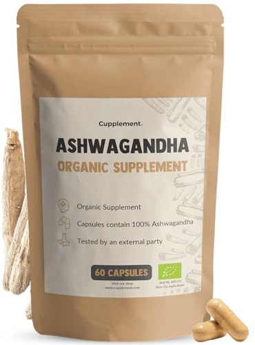 Cupplement | Ashwagandha Capsules 60 Pièces | 500 MG par Capsules Bio | Qualité supérieure | Champignon | 2 mesures par jour