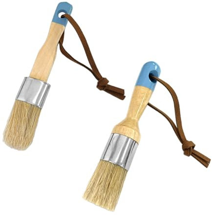 2 pinceaux à poils, pinceau à craie, pinceau à tête ronde, pinceau de polissage pour meubles, pinceaux de bricolage, pinceaux en bois