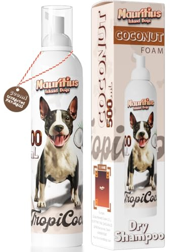 Champu en Seco para Perros y Gatos 500ML Sin Enjuague | Champu Seco Natural Antiparasitario Hidratante para Perro y Gato | Champú Mascotas Hipoalergénico Piel Sensible Dermatitis Desodorante (Coco)