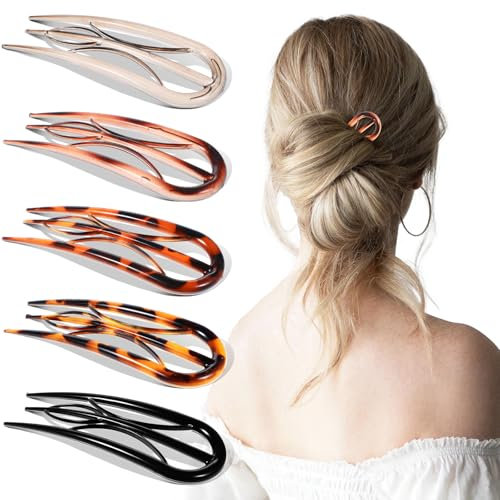 Tyqour 5 Stück Acryl U-Förmige Haarnadeln Französische Haargabel, French Twist Hair Pin Haarspangen Große, Haarnadel mit Französischer Drehung French Pin Haarnadeln für Frauen Mädchen Haarschmuck