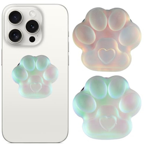2 PCS Grip Extensibles Base Téléphone Portable Poignée Support en Verre Magnétique Compatible pour Smartphone, Style Patte de Chat
