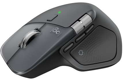 Logitech MX Master 4, ergonomische kabellose Maus mit fortschrittlichem, leistungsstarkem, haptischem Feedback, ultraschnellem Scrollen, Laden über USB-C, Bluetooth, Windows, MacOS – Grafit