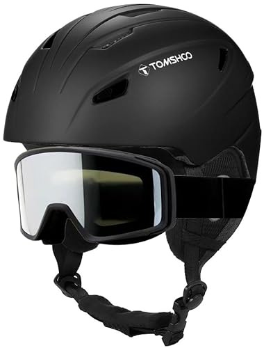 ERYUE Ensemble de Lunettes de Casque Ski pour Hommes, Femmes et Adolescents, Lunettes Casque Snowboard Résistantes aux Chocs, équipement Sports d'hiver Chaud, Noir/Blanc, M/L (L)