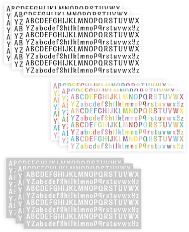 ARYIMYDP 1872 Lettere e Numeri Adesivi in 3 Colori (Nero, Bianco, Colorate), Piccoli Stickers dell‘Alfabeto per Decorare Diari, Biglietti o Realizzazioni Artigianali, Regali o Progetti Creativi