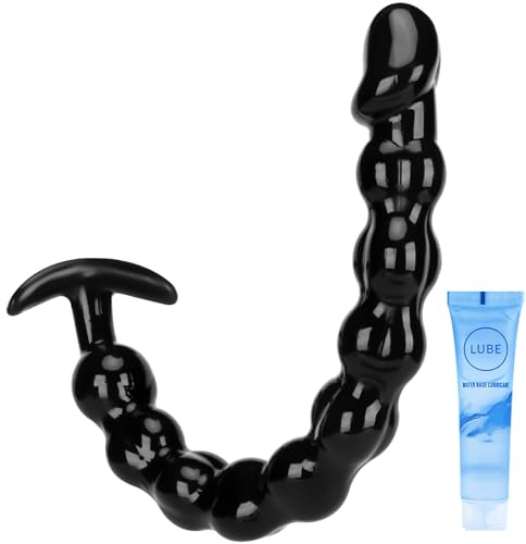 Fengfeiyan Black Bead Chain Anal Toy 25 cm Butt Plug Extra Large Dildo with Prostate Massager for Men Fantasy Sex Toy with 10 Beads Ideal for Couples and Solo Play Large Butt Plug Anal Women (S)