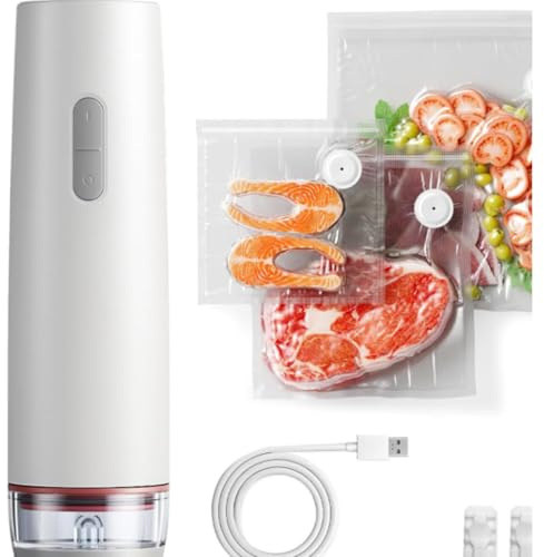 Siolite Appareil De Mise Sous Vide Compact, Machine à Emballer Alimentaire pour Conservation (blanc*1+30 Sacs Réutilisables)
